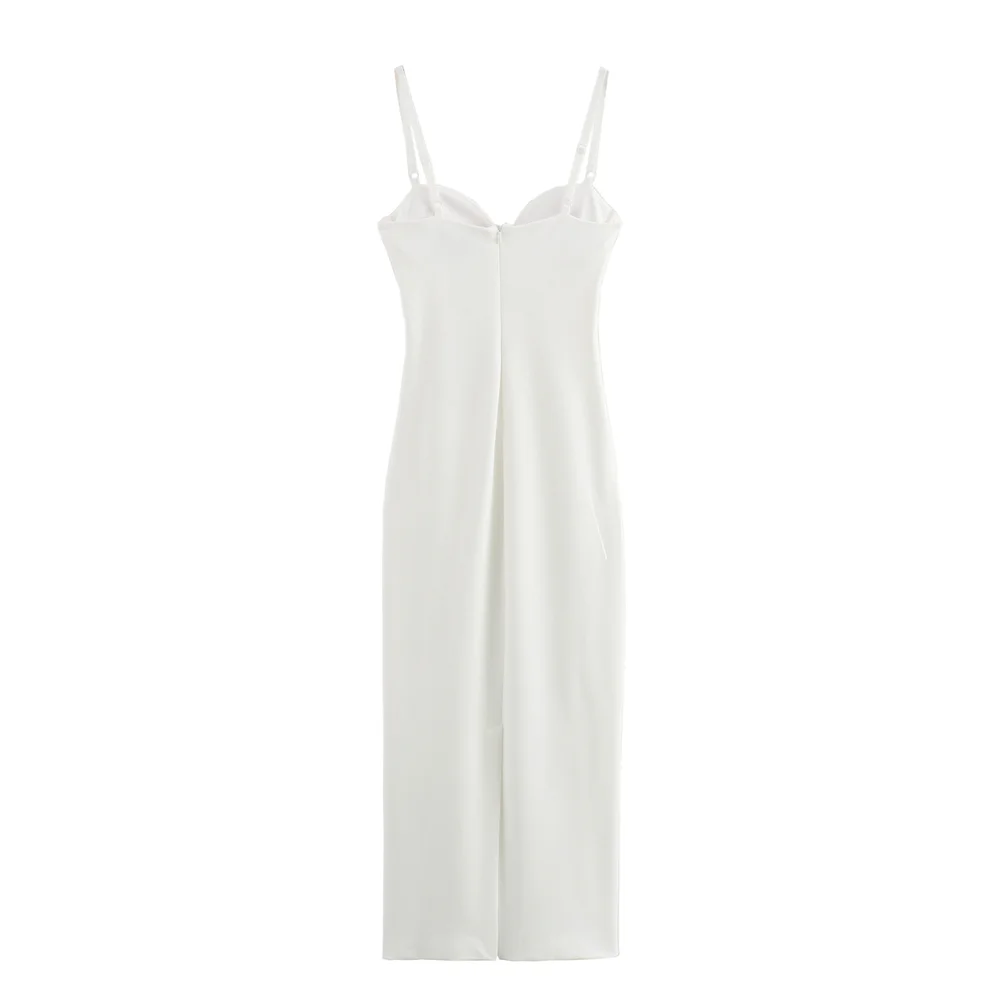 PB&ZA 2024 Spring New Women's Fashionable and Stylish Style Slim Fit Waist Wrap Versatile Sling Strap Bra Long Dress