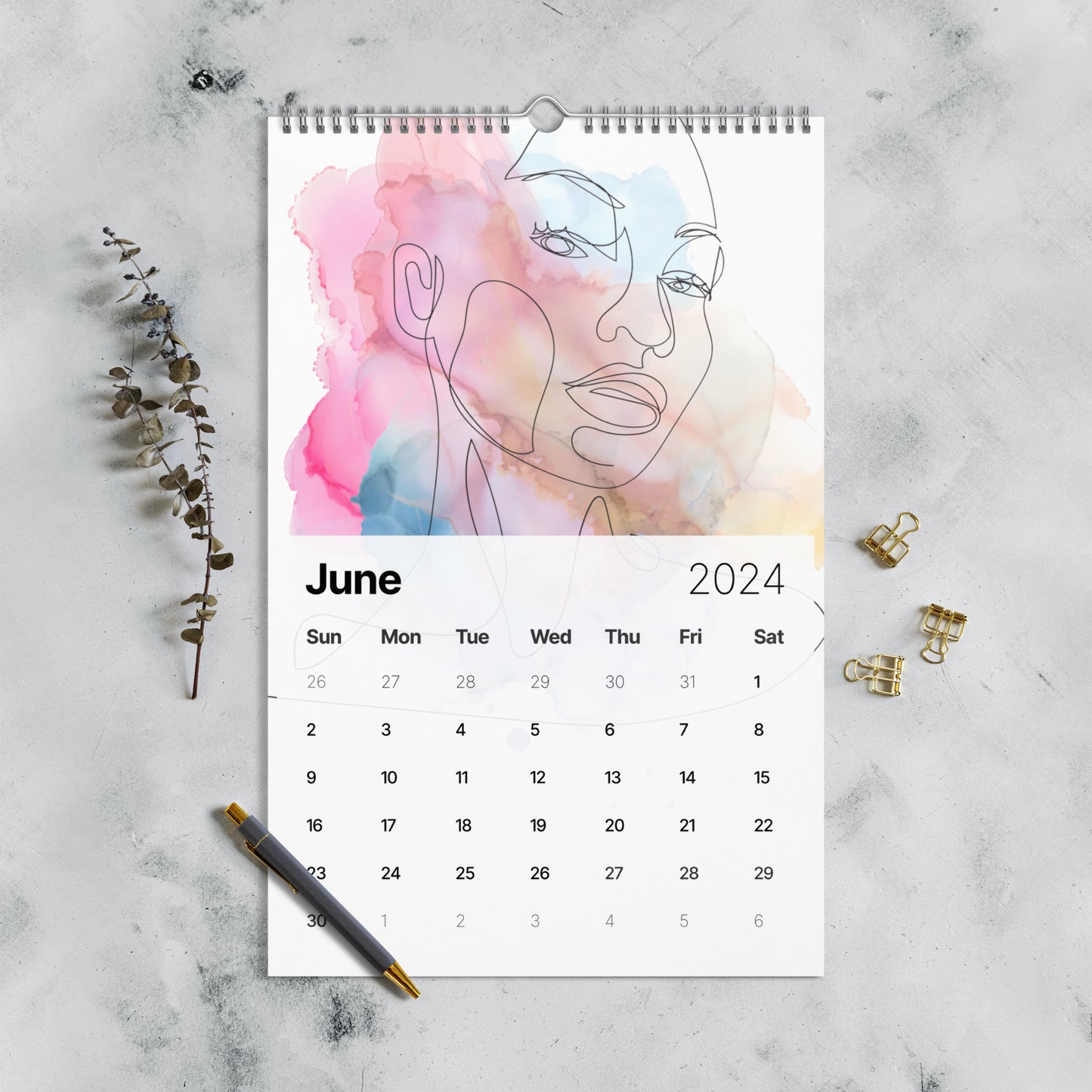 Wall calendar - Female Line Art